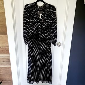 Zara Smocked Polka Dot Midi Dress